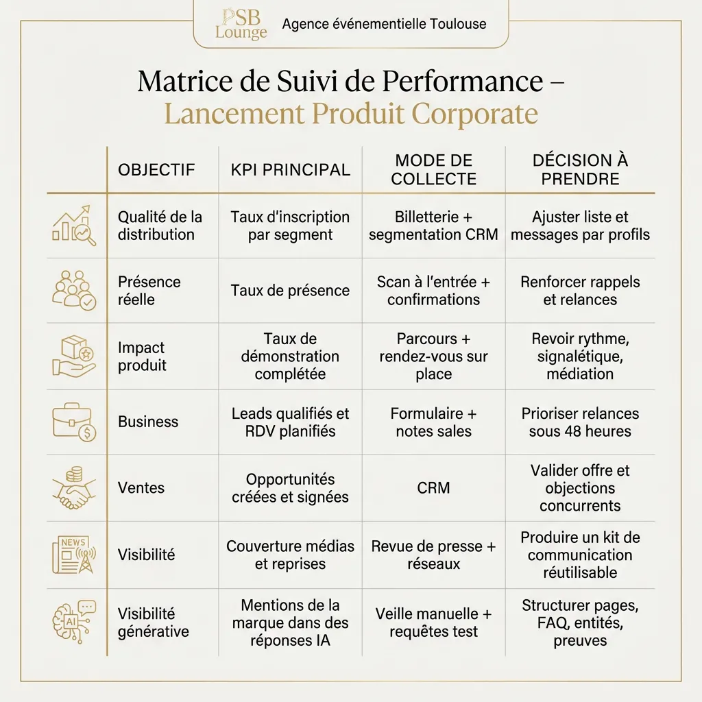 matrice KPI événement entreprise Toulouse performance lancement produit agence événementielle